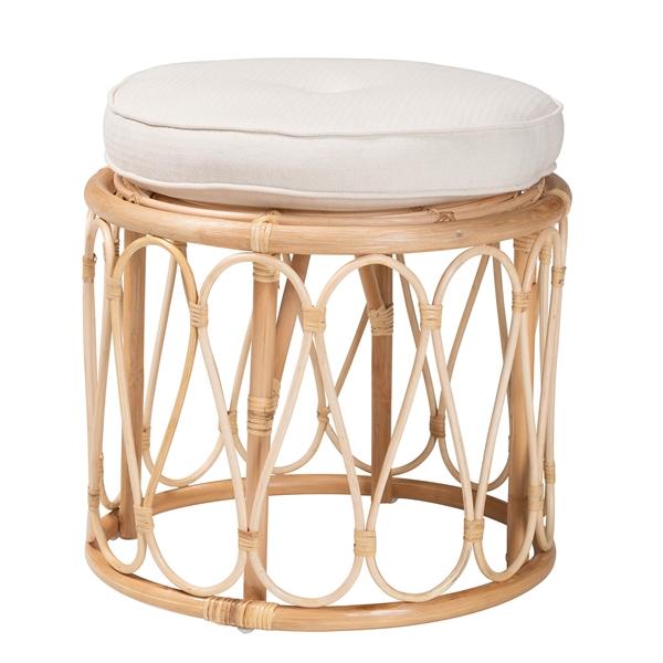 baxton studio bali & pari Hachiro Bohemian Natural Rattan Ottoman Footstool