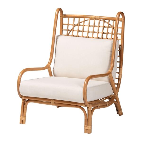 baxton studio bali & pari Helina Bohemian Light Honey Rattan Accent Chair
