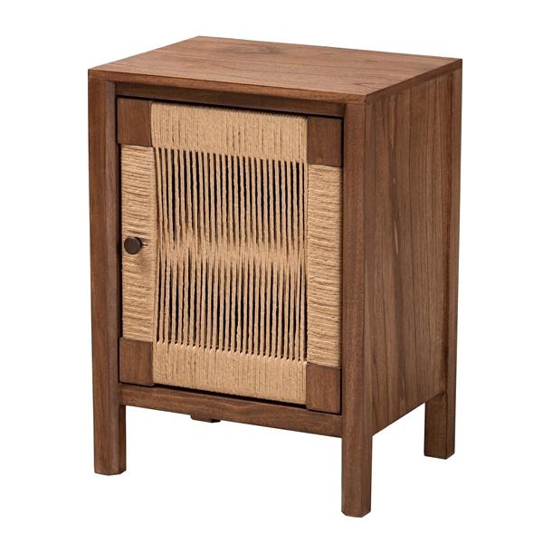 baxton studio bali & pari Holitz Modern Bohemian Walnut Brown Finished Bayur Wood Nightstand