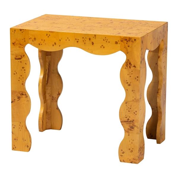 baxton studio bali & pari Huxley Modern and Contemporary Natural Real Burl Wood End Table