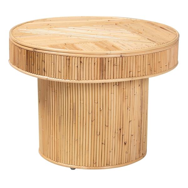 baxton studio bali & pari Iryna Modern Bohemian Natural Rattan End Table