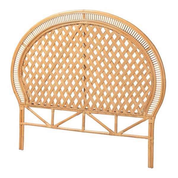 baxton studio bali & pari Isabel Rattan Headboard - Handwoven Wicker Headboard Panel with Diamond Weave Pattern Light Honey Lightweight Coastal Bedroom Decor Queen Size