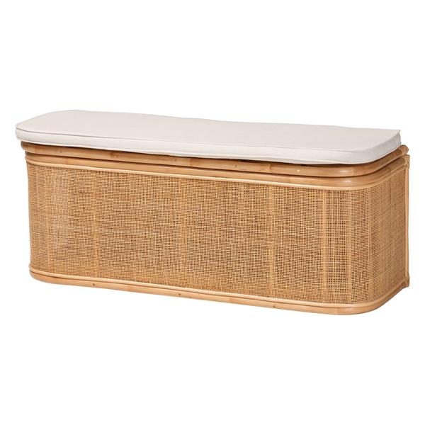 baxton studio bali & pari Ishana Bohemian Natural Rattan Storage Bench