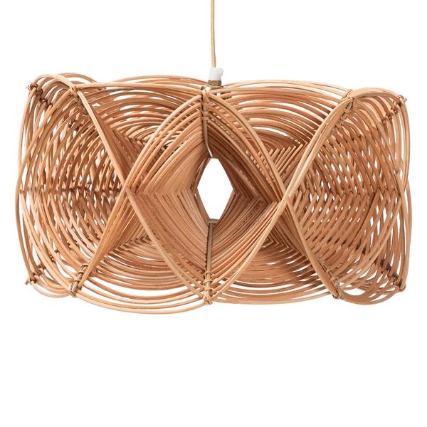 baxton studio bali & pari Jeneth Natural Rattan Pendant Lampshade - Coastal Boho Ceiling Light Cover with Handcrafted Geometric Design