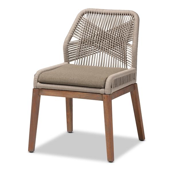 baxton studio bali & pari Jennifer Mid-Century Transitional Grey Woven Rope Mahogany Dining Side Chair