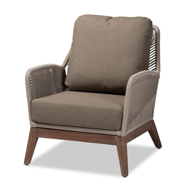 baxton studio bali & pari Jennifer Mid-Century Transitional Grey Woven Rope Mahogany Accent Chair