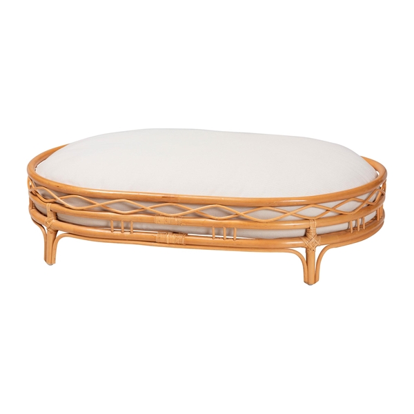 baxton studio bali & pari Jovia Bohemian Honey Rattan Pet Bed