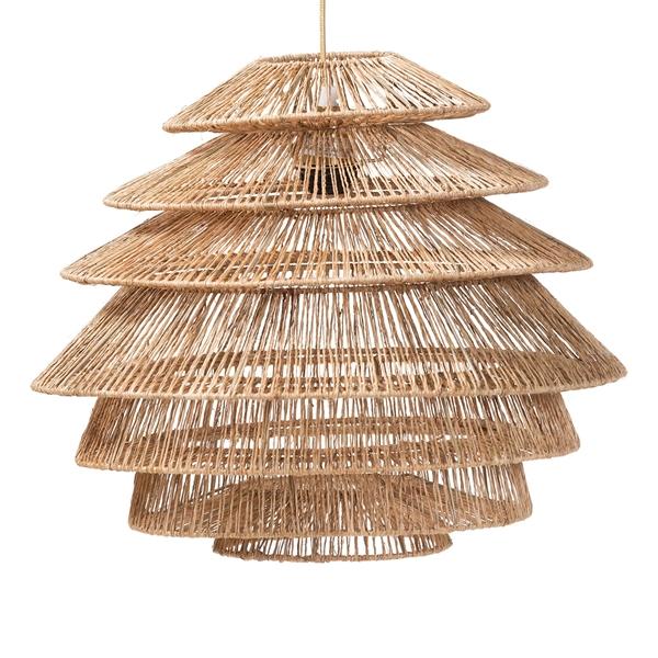 baxton studio bali & pari Kaede Handwoven Jute Pendant Lampshade - Coastal Boho Ceiling Light Cover with Tiered Design