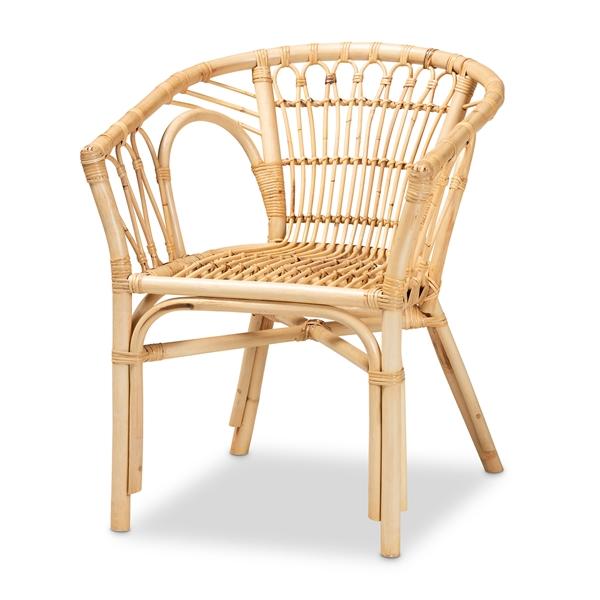 baxton studio bali & pari Kaka Modern Bohemian Natural Brown Rattan Dining Chair