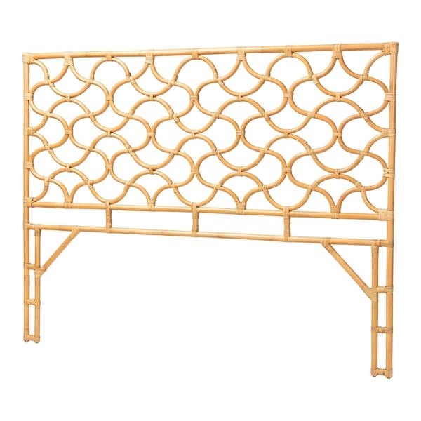 baxton studio bali & pari Kalcya Bohemian Natural Rattan King Size Standalone Headboard