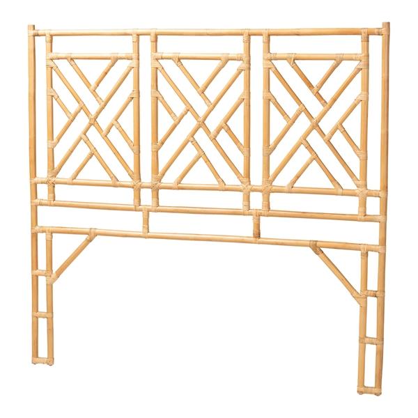 baxton studio bali & pari Karavo Bohemian Natural Rattan Queen Size Standalone Headboard
