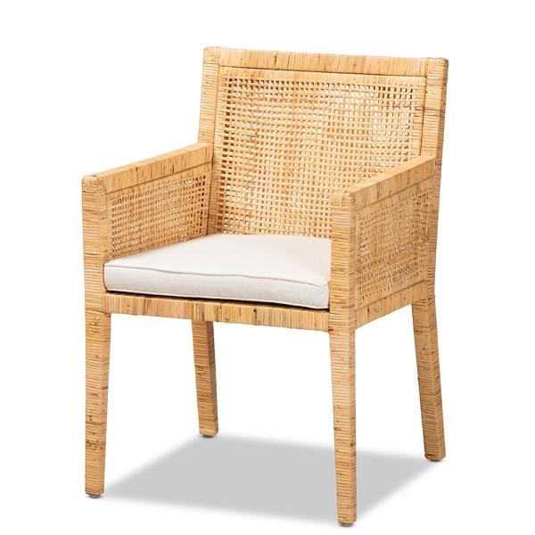 baxton studio bali & pari Karis Modern and Contemporary Natural Finished Wood and Rattan Dining Chair