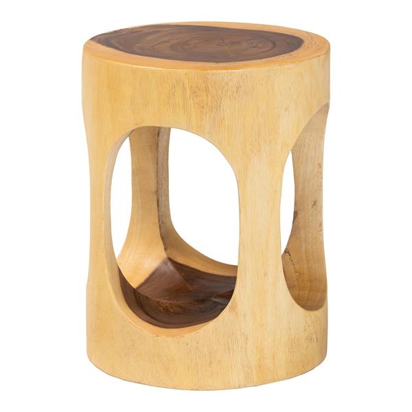 baxton studio bali & pari Kaseko Hand -carved Suar Wood Side Table - Sculptural Accent Table with Open Work Design Modern Boho Style for Living Room or Bedroom