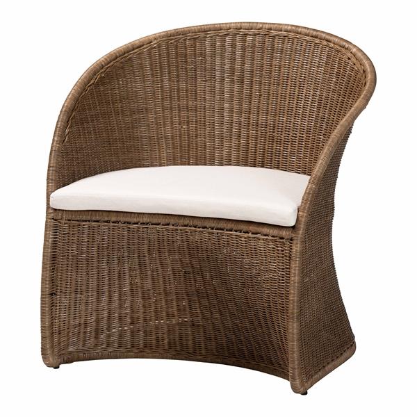 baxton studio bali & pari Kintamani Bohemian Greywashed Rattan Accent Chair