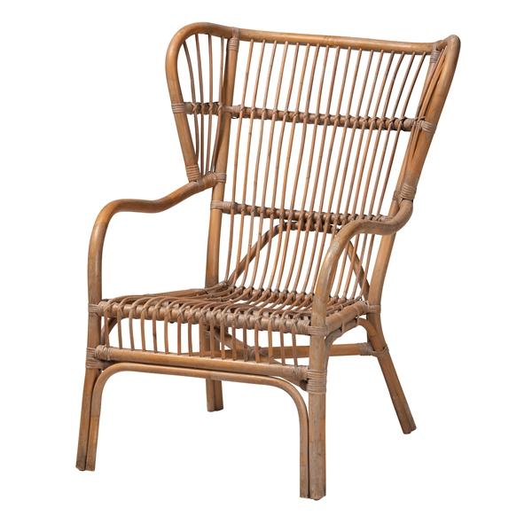 baxton studio bali & pari Lamaria Modern Bohmenian Natural Brown Antique Rattan Armchair