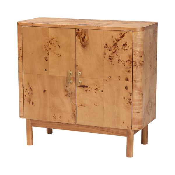 baxton studio bali & pari Latika Modern and Contemporary Natural Mappa Real Burl Wood Storage Cabinet