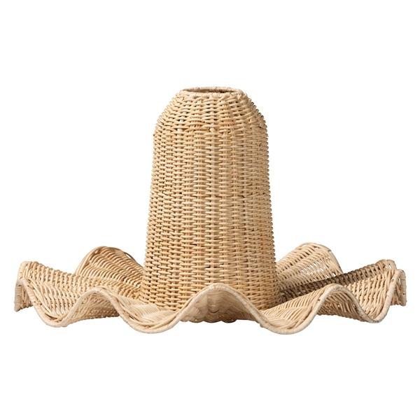 baxton studio bali & pari Lavada Bohemian Natural Scalloped Rattan Pendant Lampshade