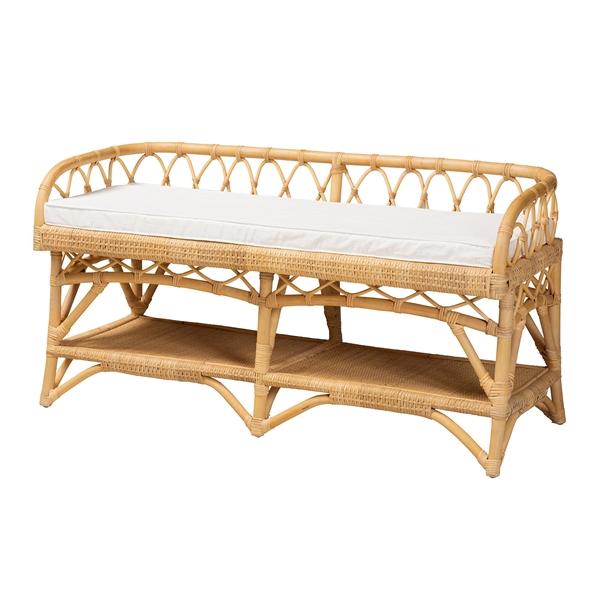 baxton studio bali & pari Leryn Modern Bohemian Natural Brown Rattan Bench