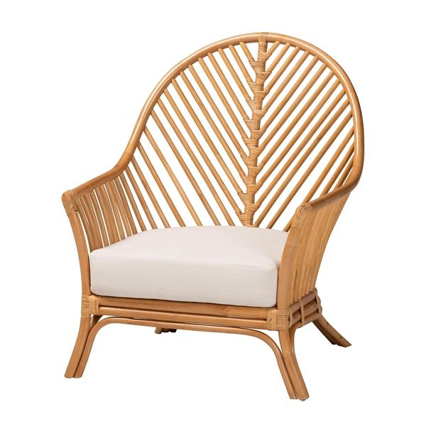 baxton studio bali & pari Lisabon Bohemian Light Honey Rattan Arm Chair