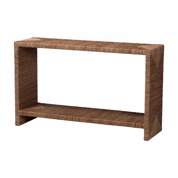 baxton studio bali & pari Liza Bohemian Natural Seagrass Console Table
