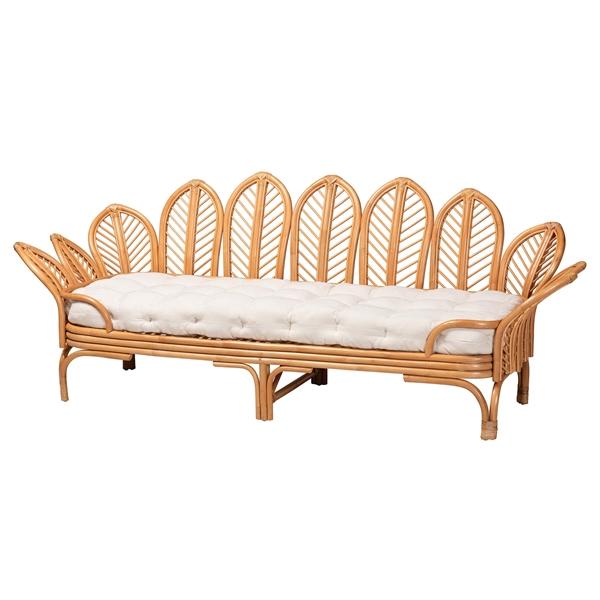 baxton studio bali & pari Loften Bohemian Light Honey Rattan Daybed