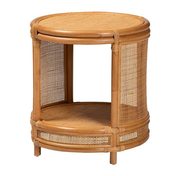 baxton studio bali & pari Louis Modern Bohemian Natural Brown Rattan End Table
