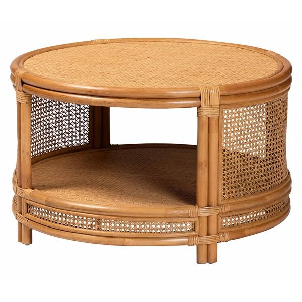baxton studio bali & pari Louis Modern Bohemian Natural Brown Rattan Coffee Table