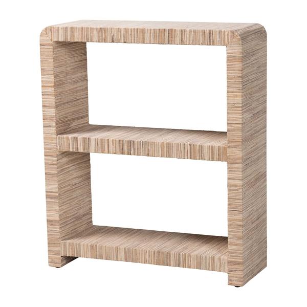 baxton studio bali & pari Lucy Bohemian Woven Grasscloth Bookshelf