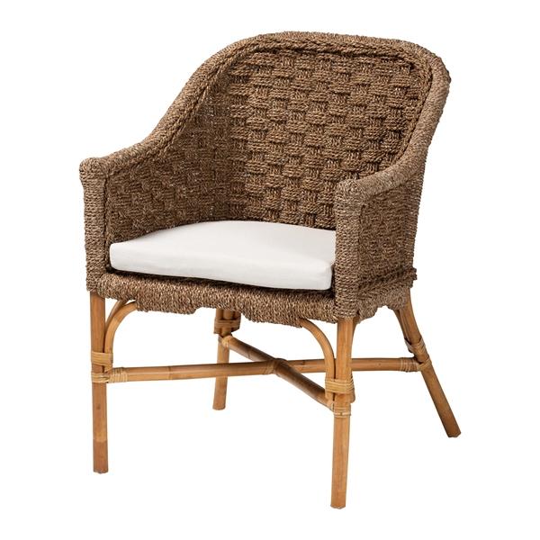 baxton studio bali & pari Luis Bohemian Natural Seagrass and Rattan Arm Chair