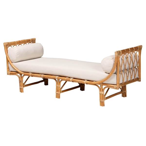 baxton studio bali & pari Macias Modern Bohemian Natural Brown Rattan Daybed