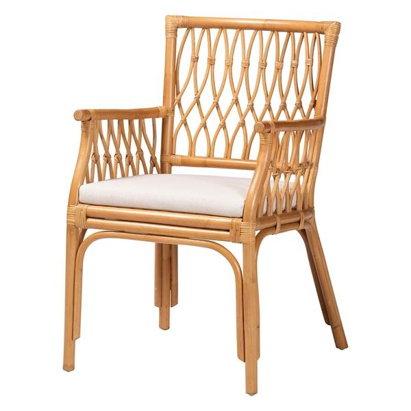 baxton studio bali & pari Maisa Bohemian Light Honey Rattan Arm Chair
