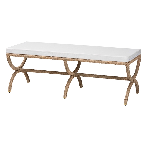 baxton studio bali & pari Maliyah Japandi Natural Seagrass Accent Bench