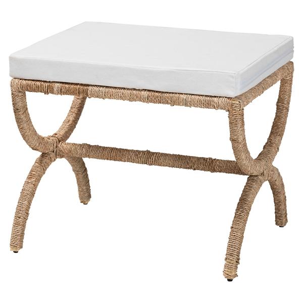 baxton studio bali & pari Maliyah Japandi Natural Seagrass Ottoman
