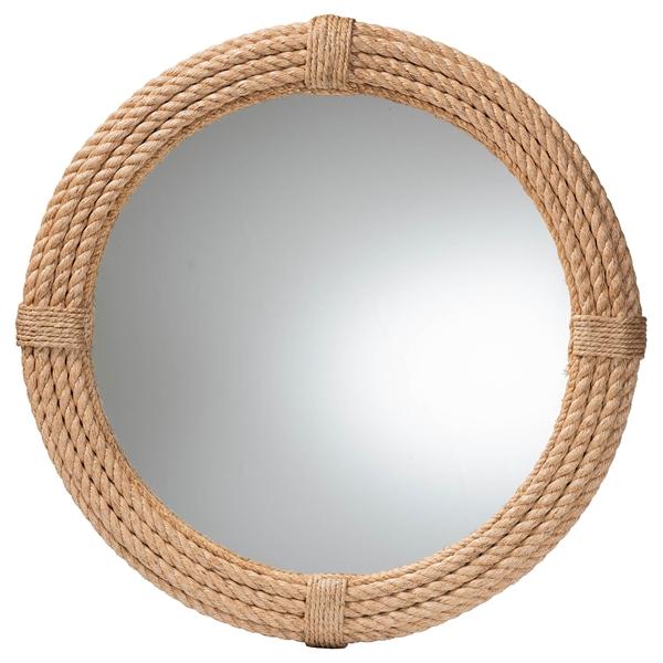 baxton studio bali & pari Manila Bohemian Woven Rope Accent Wall Mirror
