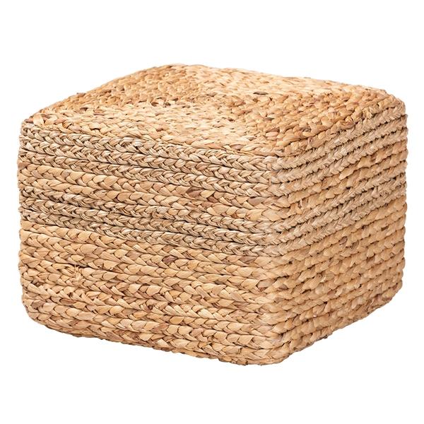 baxton studio bali & pari Marella Modern Bohemian Natural Brown Seagrass Accent Footstool