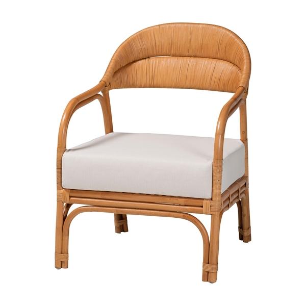 baxton studio bali & pari Marisa Bohemian Light Honey Rattan Arm Chair