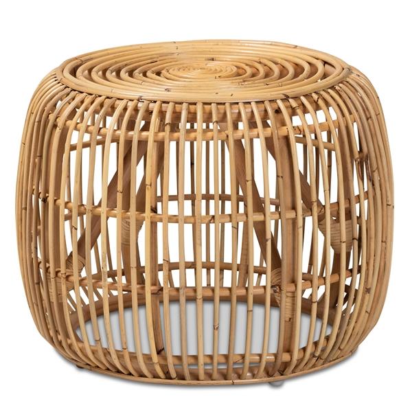 baxton studio bali & pari Maverick Modern Bohemian Natural Brown Rattan End table