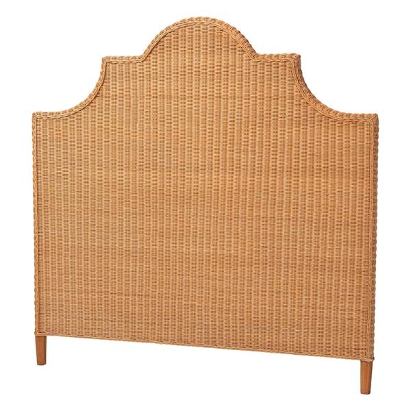 baxton studio bali & pari Melanie Bohemian Light Honey Rattan King Size Standalone Headboard