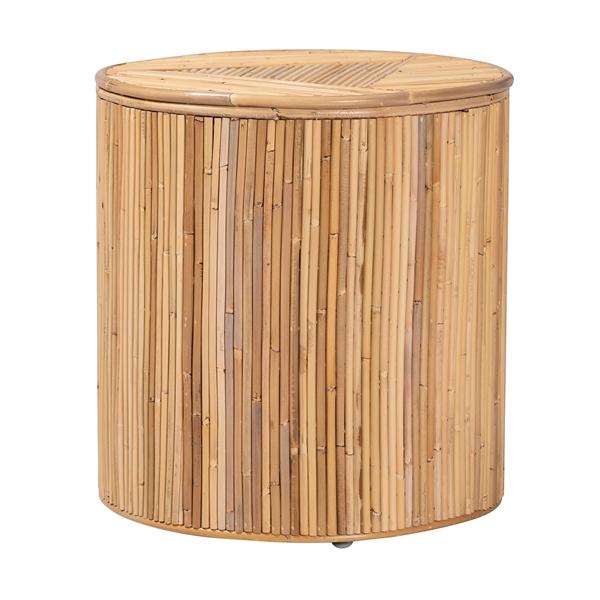 baxton studio bali & pari Milagra Modern Bohemian Natural Rattan End Table