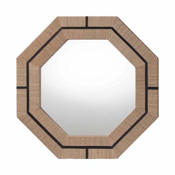 baxton studio bali & pari Mirai Bohemian Woven Grasscloth Octagon Accent Mirror
