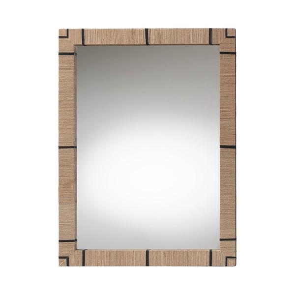 baxton studio bali & pari Mirai Bohemian Woven Grasscloth Rectangle Accent Mirror