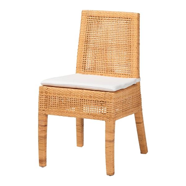 baxton studio bali & pari Morris Bohemian Light Honey Rattan Dining Chair