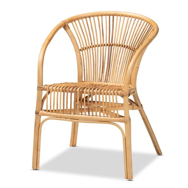 baxton studio bali & pari Murai Modern Bohemian Natural Brown Rattan Dining Chair