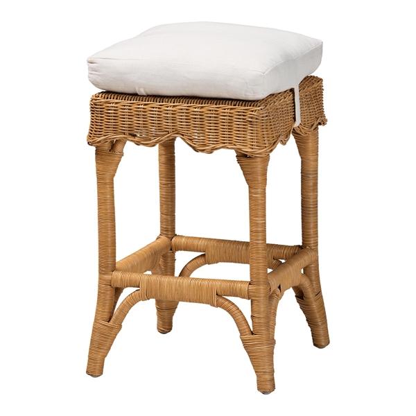 baxton studio bali & pari Muy Bohemian Scallop Honey Rattan Counter Stool