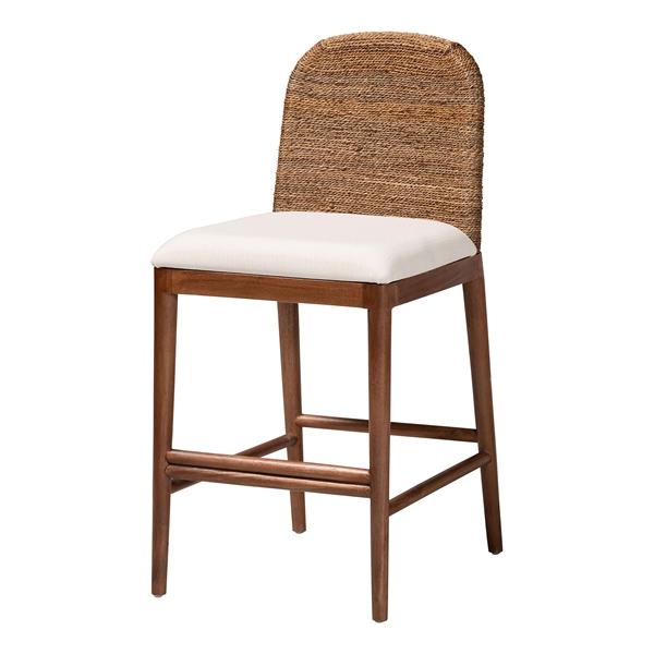 baxton studio bali & pari Nadim Modern Bohemian Seagrass and Acacia Wood Counter Stool