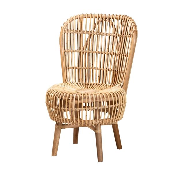 baxton studio bali & pari Nagoya Modern Bohemian Natural Rattan Tall Lounge Chair