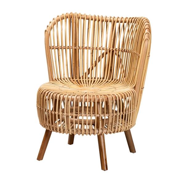 baxton studio bali & pari Nagoya Modern Bohemian Natural Rattan Wide Seat Lounge Chair