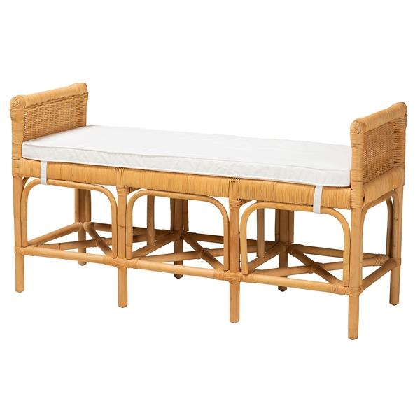 baxton studio bali & pari Nairi Modern Bohemian Natural Brown Rattan Bench