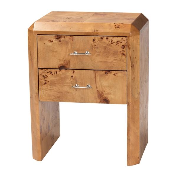 baxton studio bali & pari Nebu Modern and Contemporary Natural Mappa Real Burl Wood Nightstand