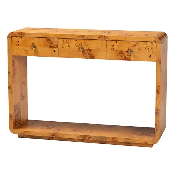 baxton studio bali & pari Netra Modern and Contemporary Natural Real Burl Wood Console Table